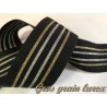 Ruban Gros Grain En 35 mm Noir A rayures Doré et Argenté primé A Coudre : Idéal pour Vos Loisirs Créatifs et Décorations"