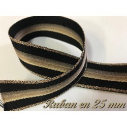 Ruban Noir et Doré Or Fantaisie Sur Fond Noir en 25 mm Couture : Ajoutez une touche élégante à vos vêtements