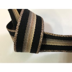 Ruban Noir et Doré Or Fantaisie Sur Fond Noir en 25 mm Couture : Ajoutez une touche élégante à vos vêtements
