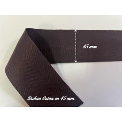 Ruban Sergé Marron Aubergine En 45 mm Coton Au Mètre En Grande Largeur A Coudre Pour Loisirs Créatifs Et Décorations.
