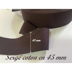 Ruban Sergé Marron Aubergine En 45 mm Coton Au Mètre En Grande Largeur A Coudre Pour Loisirs Créatifs Et Décorations.