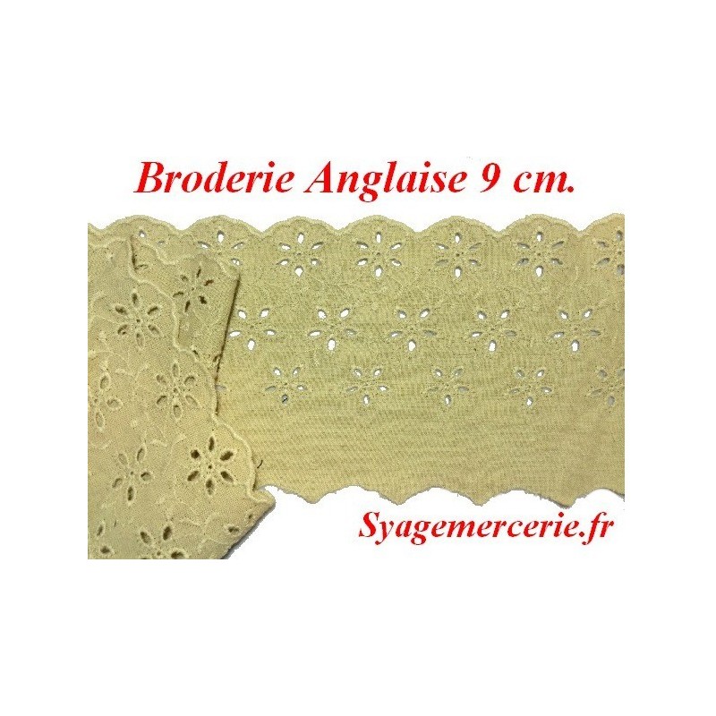 Dentelle Broderie Anglaise Coton à Œillets - Largeur 19 Cm, Longueur 0.9 M - Couleur Noir - Pour Couture, Décoration Textile