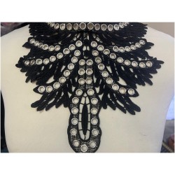 Col Encolure en Guipure Dentelle Noir Pour Customisations.