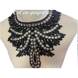 Col Encolure en Guipure Dentelle Noir Pour Customisations.