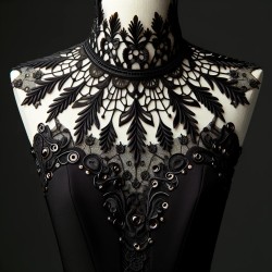 Col Encolure en Guipure Dentelle Noir Pour Customisations.