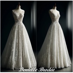 Dentelle Brodé Blanche Au Mètre Couture Pour Mariage et Cérémonie.. "White Embroidered Lace : Sewing for Wedding and Ceremony"