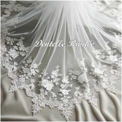 Dentelle Brodé Blanche Au Mètre Couture Pour Mariage et Cérémonie.. "White Embroidered Lace : Sewing for Wedding and Ceremony"