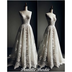 Dentelle Brodé Blanche Au Mètre Couture Pour Mariage et Cérémonie.. "White Embroidered Lace : Sewing for Wedding and Ceremony"
