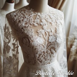 Dentelle Brodé Blanche Au Mètre Couture Pour Mariage et Cérémonie.. "White Embroidered Lace : Sewing for Wedding and Ceremony"