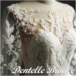 Dentelle Brodé Blanche Au Mètre Couture Pour Mariage et Cérémonie.. "White Embroidered Lace : Sewing for Wedding and Ceremony"