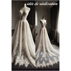 Dentelle Brodé Blanche Au Mètre Couture Pour Mariage et Cérémonie.. "White Embroidered Lace : Sewing for Wedding and Ceremony"