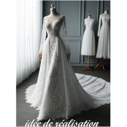 Dentelle Brodé Blanche Au Mètre Couture Pour Mariage et Cérémonie.. "White Embroidered Lace : Sewing for Wedding and Ceremony"