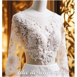 Dentelle Brodé Blanche Au Mètre Couture Pour Mariage et Cérémonie.. "White Embroidered Lace : Sewing for Wedding and Ceremony"
