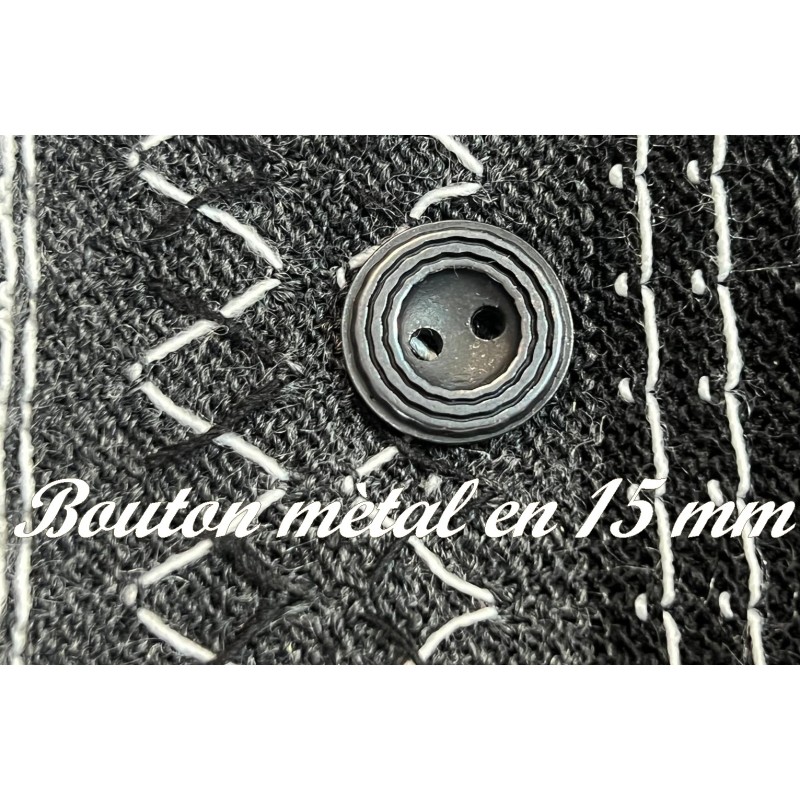 Bouton De Mercerie Ancien En Métal Rayé - Vintage Pour Couture Et Décoration