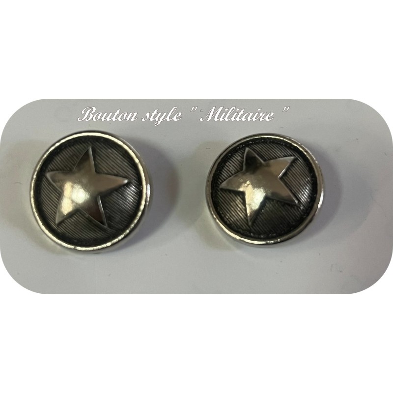 Bouton Argent style "militaire "Couture en Diamètre 20 mm