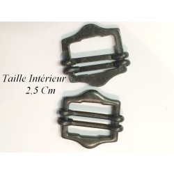 Boucle coullissante en 2.5 cm métal colori, canon de fusil, à coudre.