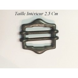 Boucle coullissante en 2.5 cm métal colori, canon de fusil, à coudre.