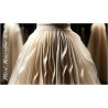 Plissé En Mousseline De Soie Ivoire Couture. - vendu au mètre. Pleated Ivory Chiffon Couture Fabric. - Sold by the meter.