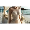 Plissé En Mousseline De Soie Ivoire Couture. - vendu au mètre. Pleated Ivory Chiffon Couture Fabric. - Sold by the meter.