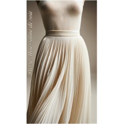 Plissé En Mousseline De Soie Ivoire Couture. - vendu au mètre. Pleated Ivory Chiffon Couture Fabric. - Sold by the meter.