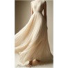 Plissé En Mousseline De Soie Ivoire Couture. - vendu au mètre. Pleated Ivory Chiffon Couture Fabric. - Sold by the meter.
