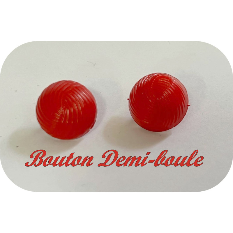 Boutons Demi-Boule Rouge en 15 mm A Coudre.