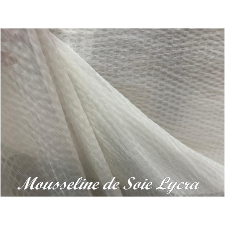 Tissu Mousseline De Soie Stretch Ivoire Couture  Au Mètre. - "Silk Chiffon Technical Specification: Ivory Silk Stretch Chiffon.