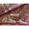 Tissu Brocart Doré aux Motifs Floraux Rouges :  Éclat Royal - Royal Shine: Gold Brocade Fabric with Red Floral Patterns