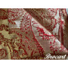 Tissu Brocart Doré aux Motifs Floraux Rouges :  Éclat Royal - Royal Shine: Gold Brocade Fabric with Red Floral Patterns