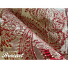 Tissu Brocart Doré aux Motifs Floraux Rouges :  Éclat Royal - Royal Shine: Gold Brocade Fabric with Red Floral Patterns