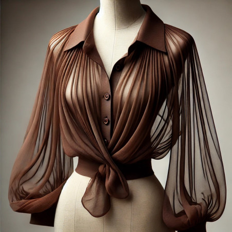 Mousseline De Soie Marron Choco Couture  Au Mètre.
