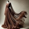 Mousseline De Soie Marron Choco Couture  Au Mètre.