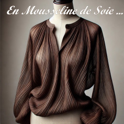 Mousseline De Soie Marron Choco Couture  Au Mètre.