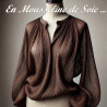 Mousseline De Soie Marron Choco Couture  Au Mètre.