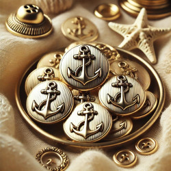 Bouton Doré Ancre Marin En Taille 18 mm A Coudre : Élégance Marine