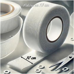 Velcro Scratch auto Agrippant en 100 mm blanc, bande Scratch en 10 cm à coudre.