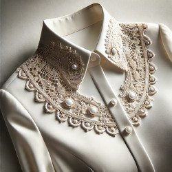 Col Plastron Blanc en Crochet & Perles – Style Mariée ou Élégance Chic