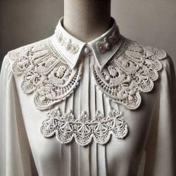Col Plastron Blanc en Crochet & Perles – Style Mariée ou Élégance Chic