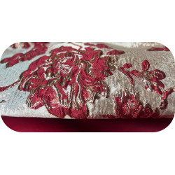 Tissu Brocart Floral Rouge Bordeaux et Doré - Élégance et Luxe pour Haute Couture et Décoration