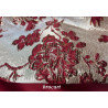 Tissu Brocart Floral Rouge Bordeaux et Doré - Élégance et Luxe pour Haute Couture et Décoration