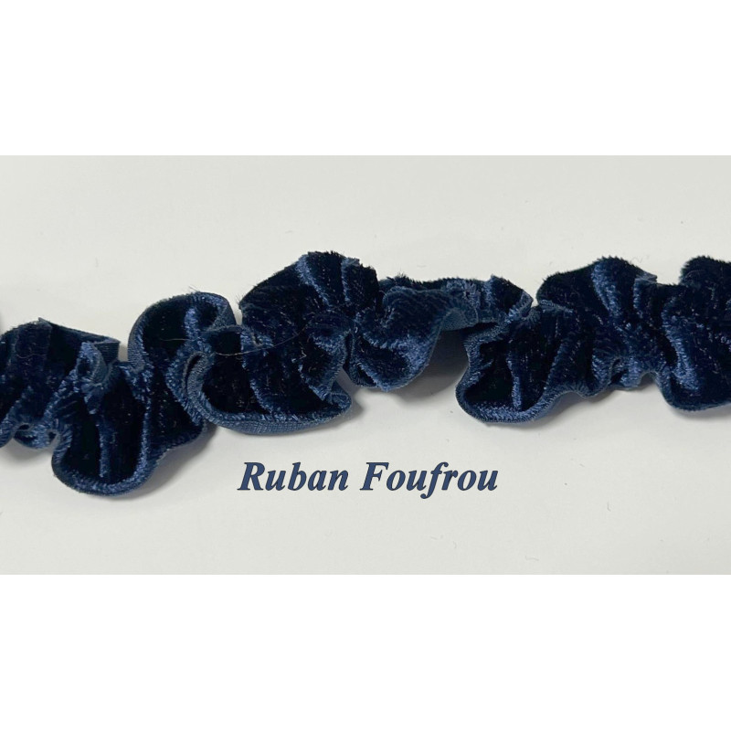 "Galon Frou-Frou en Velours Bleu Marine – Luxe et Élégance pour Couture et Décoration"