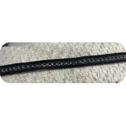 Ruban Décoratif Noir avec Chaînette - Accessoire Haute Couture