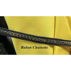 Ruban Décoratif Noir avec Chaînette - Accessoire Haute Couture