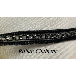 Ruban Décoratif Noir avec Chaînette - Accessoire Haute Couture