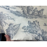 Tissu Toile de Jouy 280 cm de large – Fond écru avec impression bleue, pour ameublement et décoration