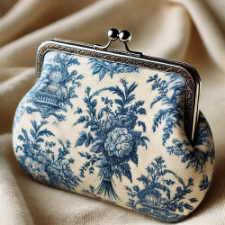 Tissu Toile de Jouy 280 cm de large – Fond écru avec impression bleue, pour ameublement et décoration