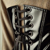 Ruban œillet Cuir Vinyle Brillant Noir A Coudre Pour Agrafage Et Serrage