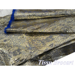 Tissu Brocart Bleu Royal et Doré Haute Couture.