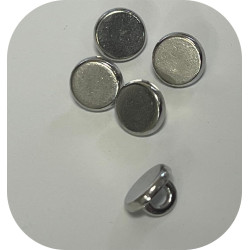 20 Boutons Demi-boule Noir Et Argent 15mm – Avec œillet, En Alliage Métal – Pour Veste, Pantalon, Manteau, Couture DIY