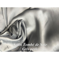 Satin Gris Perle Tombé de Soie Au Mètre - Tissu Satin Touché Soie, Fluide et Facile à Coudre